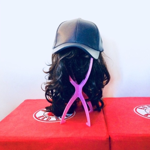 Bundle 2 HATS! 2 Navy blue faux leather adjustable baseball caps/ trucker/ Dad - Picture 1 of 16